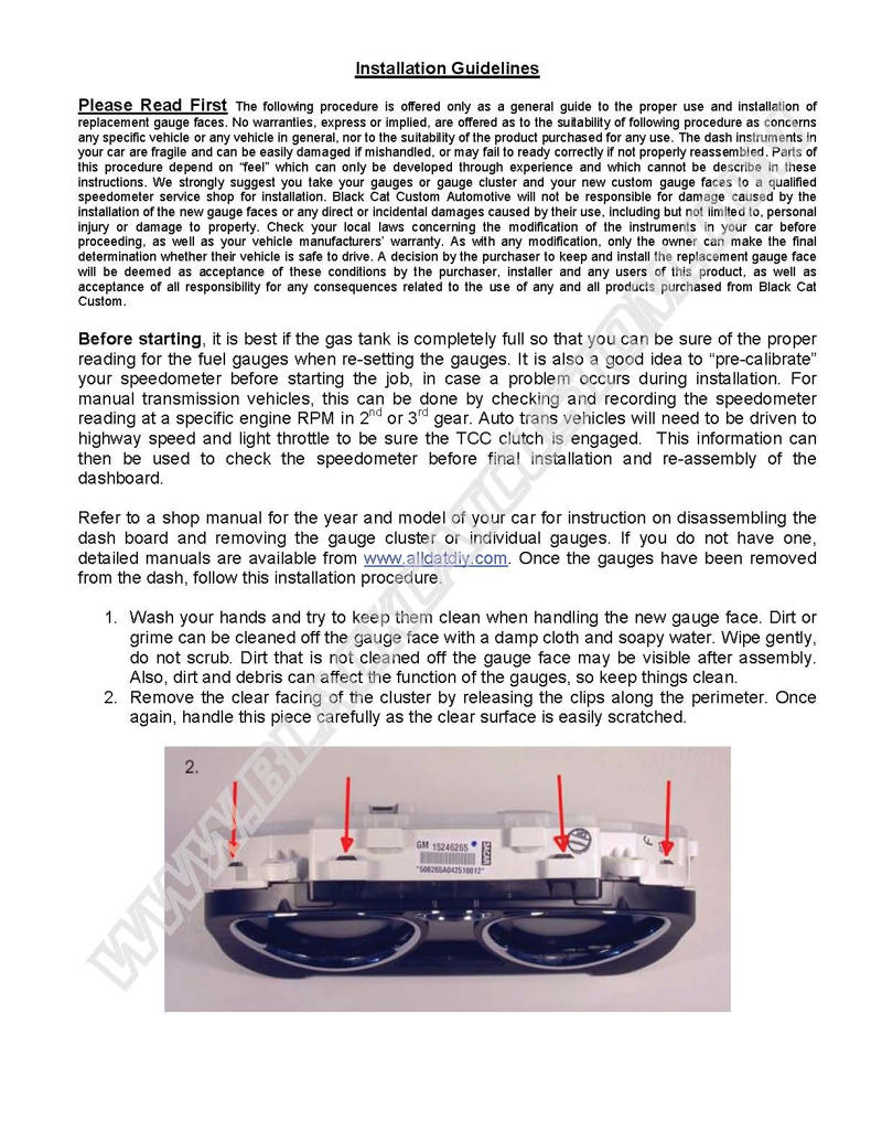 Black Cat Custom Automotive Cobalt Installation Guidelines